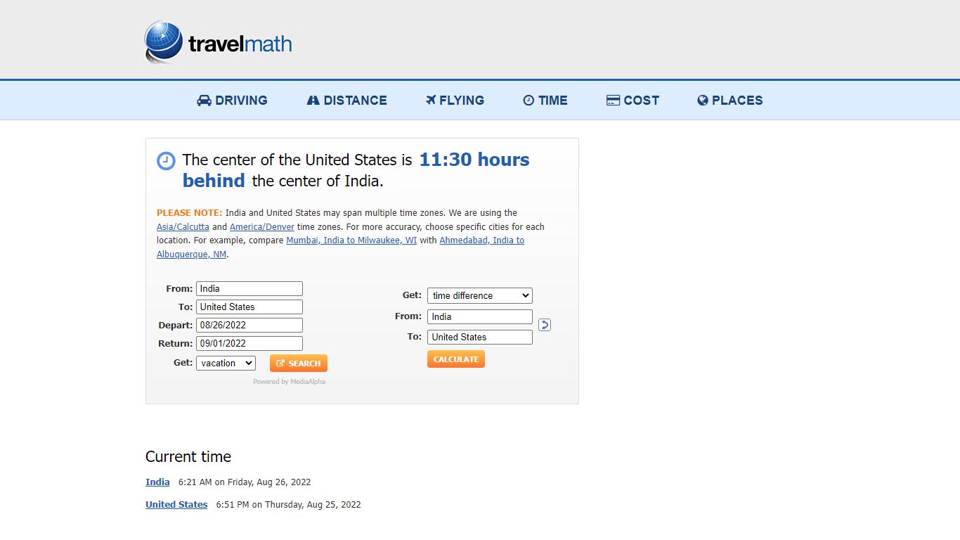 Time Difference between India and United States - Travelmath