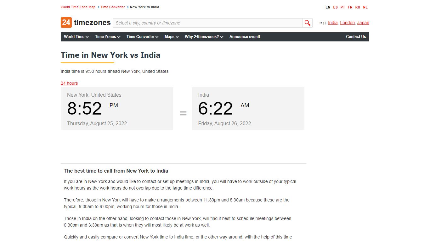 New York time to India time conversion - 24timezones.com